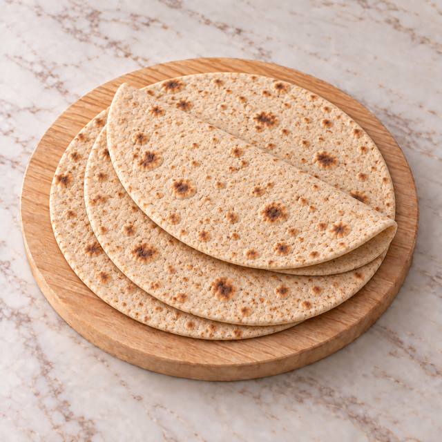 Piadine bio ai grani antichi su un tagliere